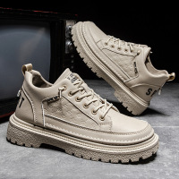 Ceba2022秋冬季新款厚底工装鞋男英伦风马丁靴复古系带男鞋黑色