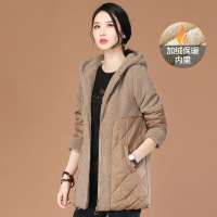 Brookings羊羔毛连帽中长款女2022年冬装新款宽松外套厚