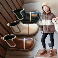 Three Sons儿童皮靴2022秋冬新款儿童马丁靴英伦风男童短靴软底