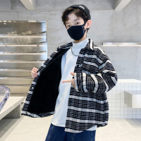 Three Sons童装男童加绒外套秋冬款2022新款中大童加厚冬装儿童