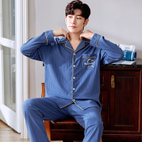 DBMG男士睡衣春秋款长袖开衫青少年翻领秋冬季青年家居服套装