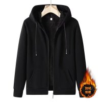 Three Sons衫少服饰拉链加绒连帽卫衣男士秋冬季韩版大码开衫型