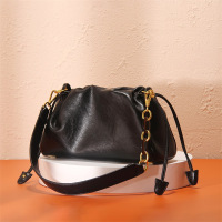 Three Sons韩风复古抽带云朵包2022年秋冬新款褶皱饺子包软皮感