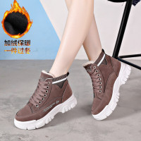 DBMG加绒马丁靴靴女2022冬季新款百搭棉鞋韩版瘦瘦靴雪地靴女