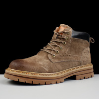 DBMG大黄靴男高帮冬季机车靴子耐磨工装靴男士沙漠靴中帮马丁靴