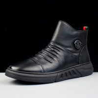 DBMG2022冬季新款黑色马丁靴男士潮流保暖皮靴休闲防滑棉靴雪地