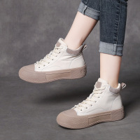 DBMG头层牛皮时尚休闲短靴女系带软底靴子2022秋冬新款平底百搭