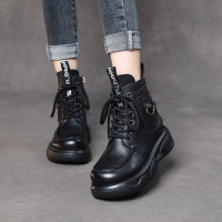DBMG头层牛皮松糕靴子冬季新款复古手工个性户外厚底系带马丁靴