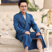 DBMG秋冬季睡袍中老年男士长袖加大码家居服中长款浴袍睡衣