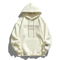 Three Sons男装秋冬奥粒绒连帽卫衣男潮流字母绣花摇粒抓绒加厚