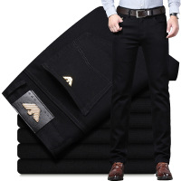 Brookings秋冬季牛仔裤男士宽松直筒中年爸爸商务休闲弹力长裤子