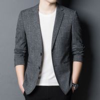 2022春秋新款男士西服时尚修身中年男装休闲西装纯色上衣单件外