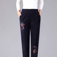 妈妈装中老年女装灯芯绒加绒休闲裤时尚百搭中年女裤冬季长裤