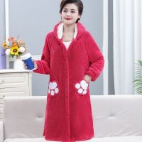 秋冬季睡衣女珊瑚绒长款睡袍卡通睡裙大耳玉桂狗法兰绒加厚家居