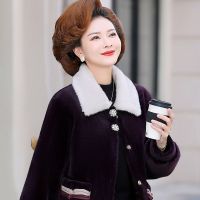 秋冬新款中老年女装丹麦貂毛加棉加厚服时尚高贵洋气妈妈装外套