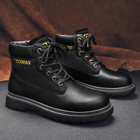 Ceba男鞋秋冬季新款英伦风马丁靴高帮休闲工装鞋黑色皮鞋机车潮