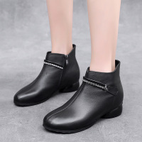 Jusen Shayu2022新款女短靴粗跟低跟女士短靴水钻装饰马丁靴