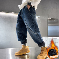 Three Sons男童裤子潮帅气时髦2022秋冬新款男孩加绒牛仔裤冬儿