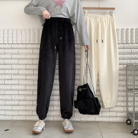 Three Sons实拍加厚2022秋冬新款欧棉绒运动裤女宽松束脚裤雪尼