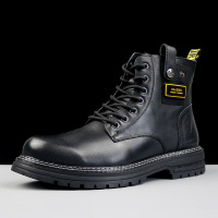 DBMG男鞋冬季棉靴英伦黑色潮流保暖拉链马丁靴耐磨防滑东北雪地