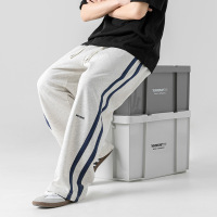 Jusen Shayu日系男装 侧边条拼接休闲裤春款复古撞色潮牌运动宽