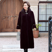 中年女士休闲大衣过年长款妈妈装高个子女士过膝外套仿貂毛仿水