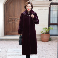 新款妈妈装仿水貂毛大衣2022年过年新衣系列中年女装洋气长款婆