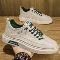 男鞋春季新款百搭休闲运动免系带小白板鞋工作皮鞋一脚蹬潮鞋