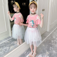 Brookings女童夏装套裙洋气裙2023新款中大童连衣裙短袖纱裙两件