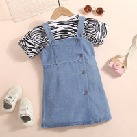 Brookings2023新款女童牛仔韩版中大童洋气时髦潮衣夏季儿童背带