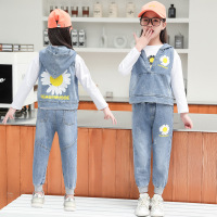 Brookings女童秋装牛仔套装2023新款女童春秋季洋气网红时髦女孩