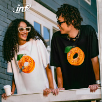 DBMG趣味字母橙子T恤2023春夏潮牌版型宽松220g短袖