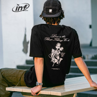 DBMG祈祷之手花体字印花2023夏季潮牌西海岸短袖T恤