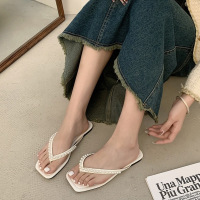 Three Sons简约ins白色网红防滑拖鞋女夏季2023新款沙滩人字拖感