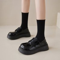 Three Sons简约ins黑色百搭英伦小皮鞋女2023新款春季法式复古玛