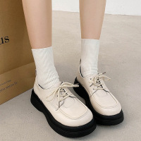 Three Sons黑色厚底英伦风小皮鞋女2023新款春季复古百搭法式玛