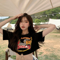 Jusen Shayu2023夏季新款辣妹百搭ins潮T恤女设计感链条短款露脐