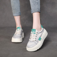 DBMG轻便厚底松糕鞋系带运动休闲女鞋2023春款复古手工时尚拼色