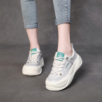 DBMG运动休闲鞋女系带厚底松糕鞋2023春季新款轻便舒适灰色单鞋