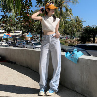 Ceen Bulled浅蓝洗水宽松牛仔裤女2023春季新款高腰宽松显瘦阔腿