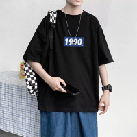 Three Sons短袖t恤男港风宽松棉质90后出生年份数字个性情侣五分