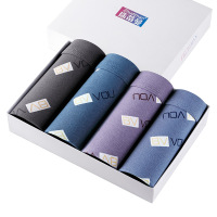 Brookings男士内裤 男士U凸平角裤 中腰立体印花男士内裤盒装4