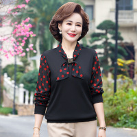 时尚中年妈妈装女春季新款薄款上衣母节长袖拼接中老年女装春秋