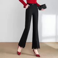 喇叭裤女春季2023年新款加绒裤子高腰显瘦女裤春秋休闲妈妈微喇