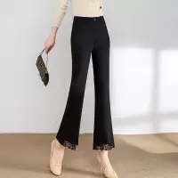 妈妈春装九分小脚裤时尚显瘦喇叭裤妇女春秋季长裤子蕾丝裤脚洋