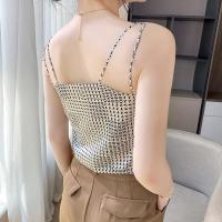 DBMG春季字母彩绘宽肩冰丝吊带小背心女士V领宽松露背上衣吊带衫