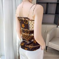 DBMG春季新款彩绘宽肩冰丝吊带小背心女士V领宽松露背上衣吊带衫