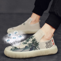 Ceba2023新款中国风手绘飞织透气运动单鞋潮流青年一脚蹬套脚休