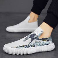 Ceba飞织板鞋2023春季上新透气涂鸦民族风免系带套脚运动休闲鞋