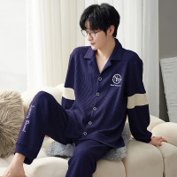 DBMG睡衣男士春季长袖卡通青少年开衫翻领男生休闲大码家居服套